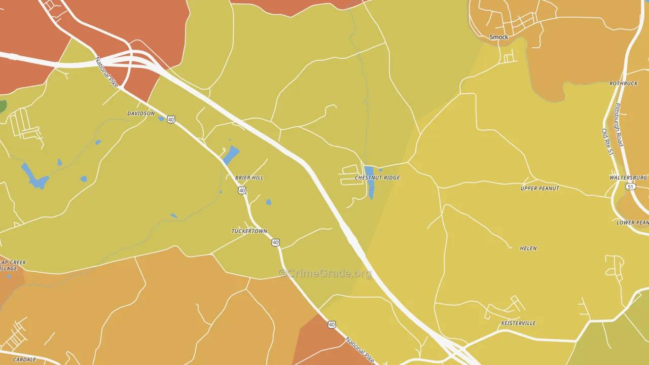 Chestnut Ridge, PA Map of Burglary Rates