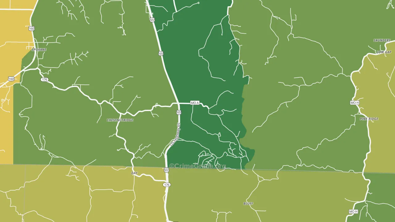 Chestnutridge, MO Map of Burglary Rates