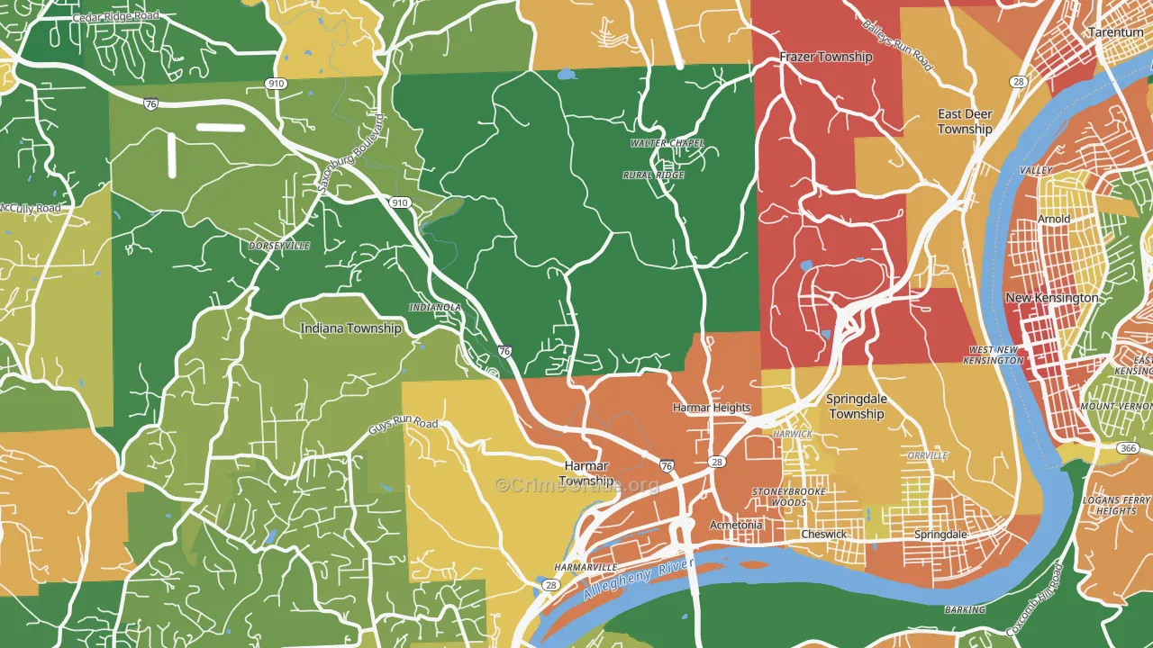 Cheswick, PA Map of Burglary Rates