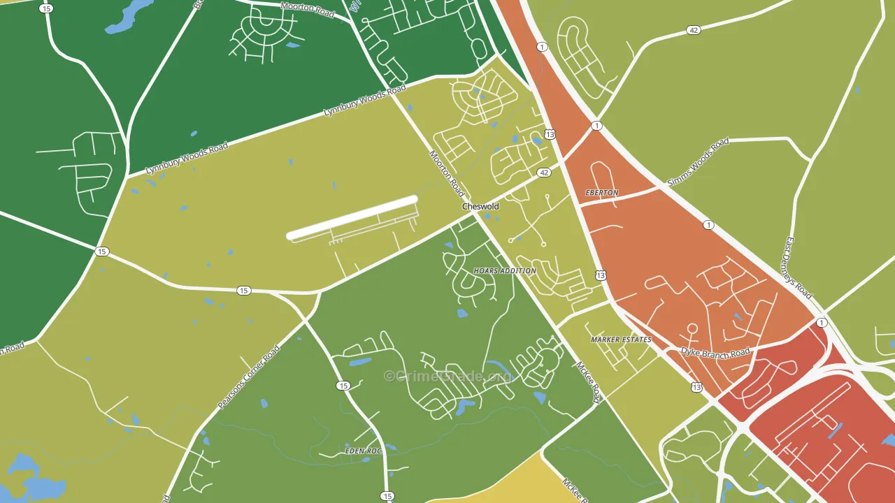 Cheswold, DE Map of Burglary Rates