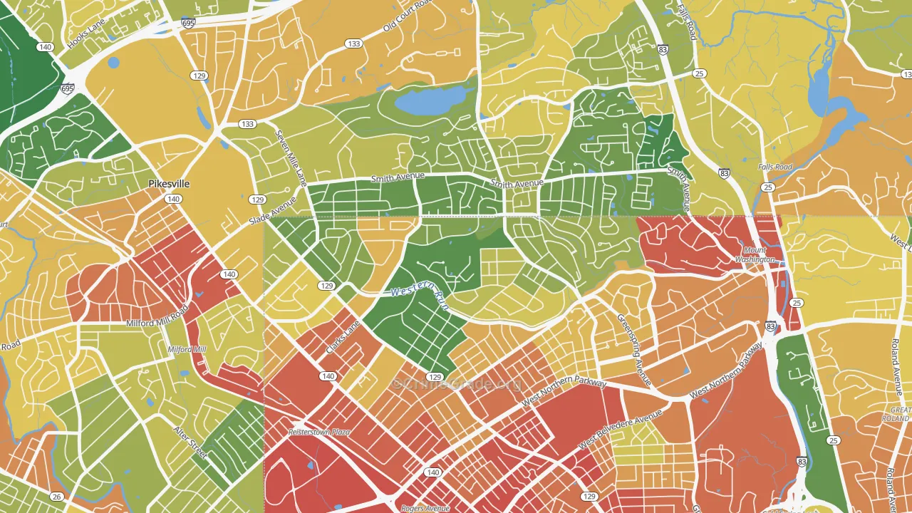 Cheswolde, Baltimore, MD Map of Burglary Rates