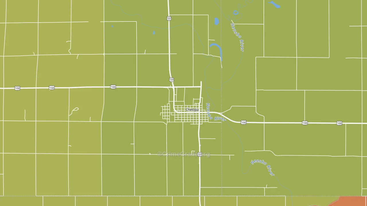 Chetopa, KS Map of Burglary Rates