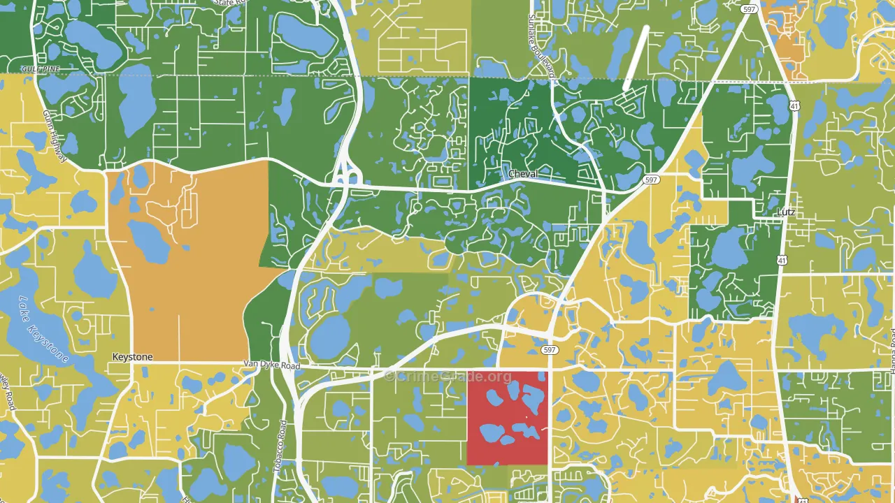 Cheval, FL Map of Burglary Rates