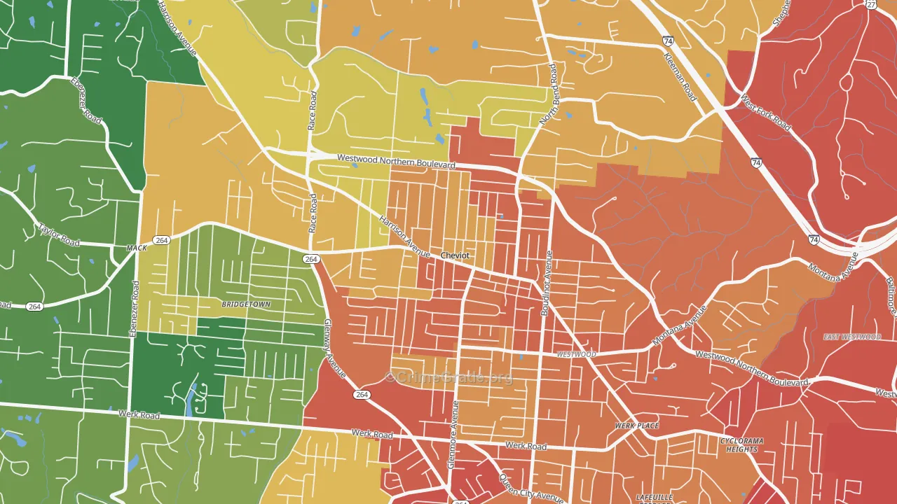 Cheviot, OH Map of Burglary Rates
