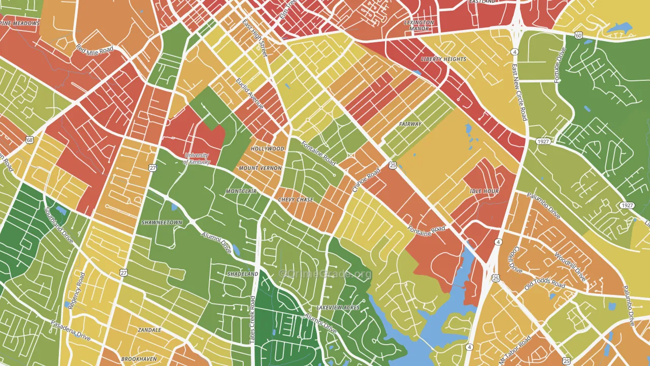 Chevy Chase-Ashland Park, Lexington, KY Map of Burglary Rates