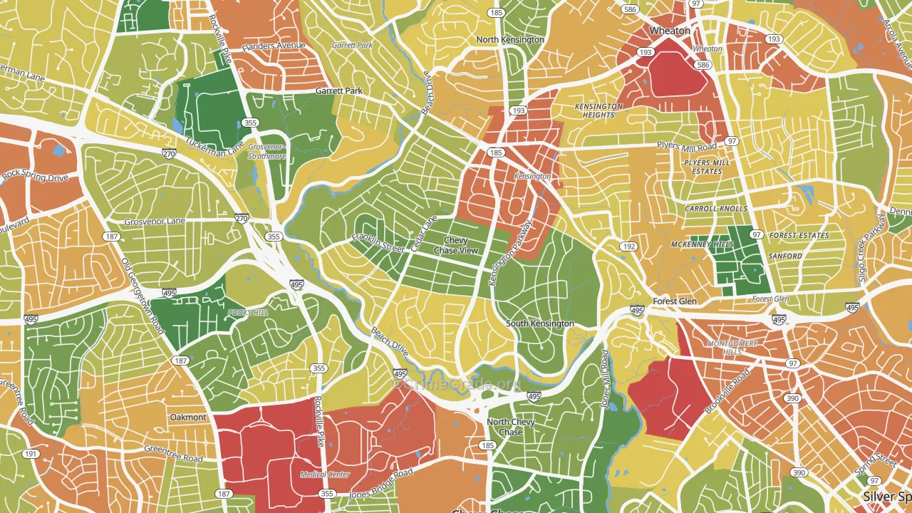 Chevy Chase View, MD Map of Burglary Rates