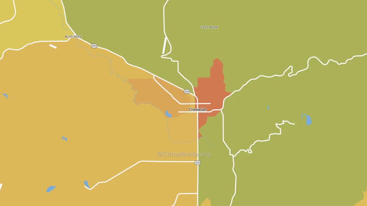 Chewelah, WA Map of Burglary Rates