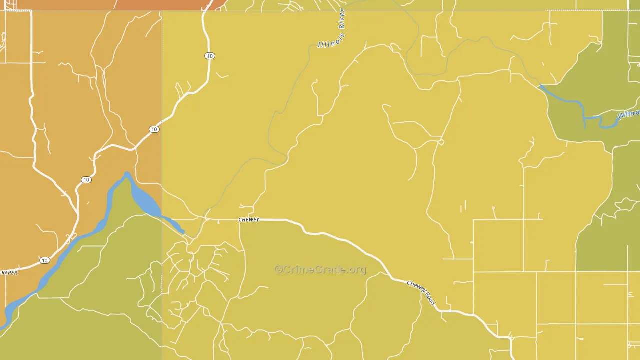 Chewey, OK Map of Burglary Rates