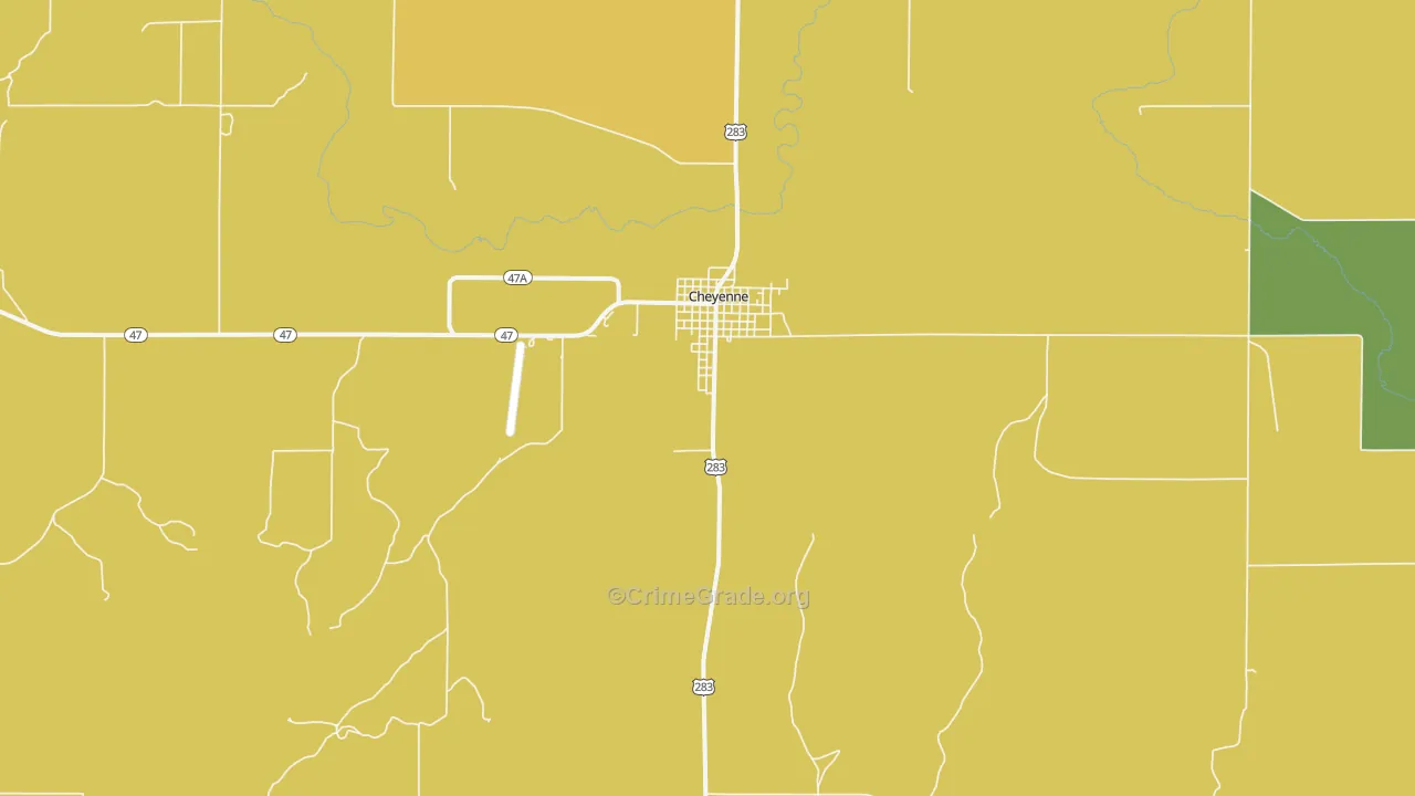 Cheyenne, OK Map of Burglary Rates