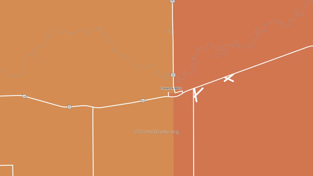 Cheyenne Wells, CO Map of Burglary Rates
