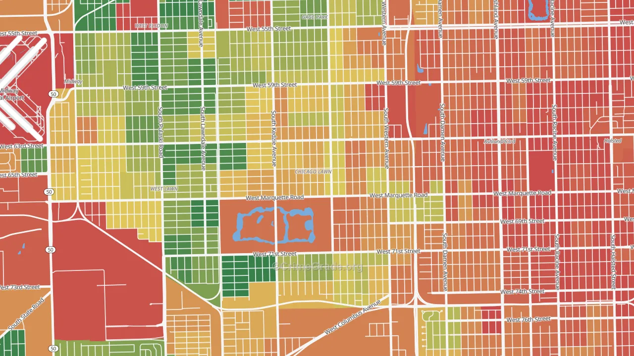 Chicago Lawn, Chicago, IL Map of Burglary Rates