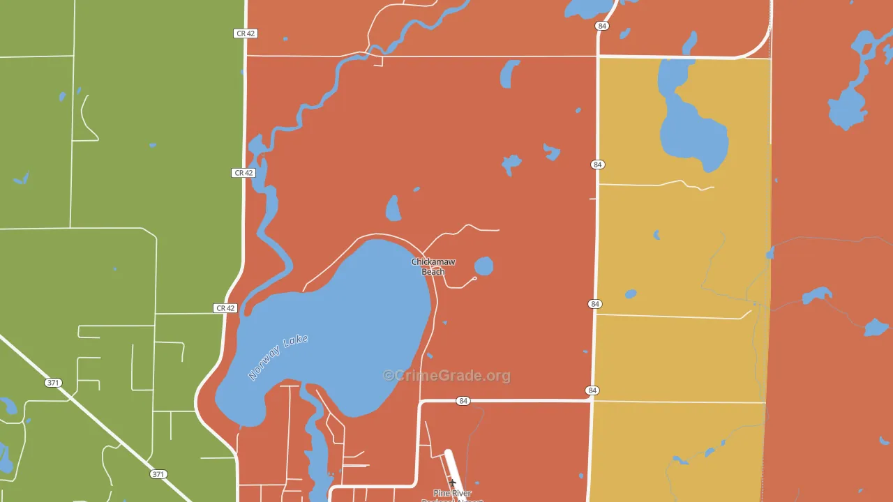 Chickamaw Beach, MN Map of Burglary Rates