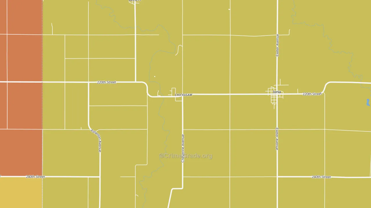 Chickasaw, IA Map of Burglary Rates