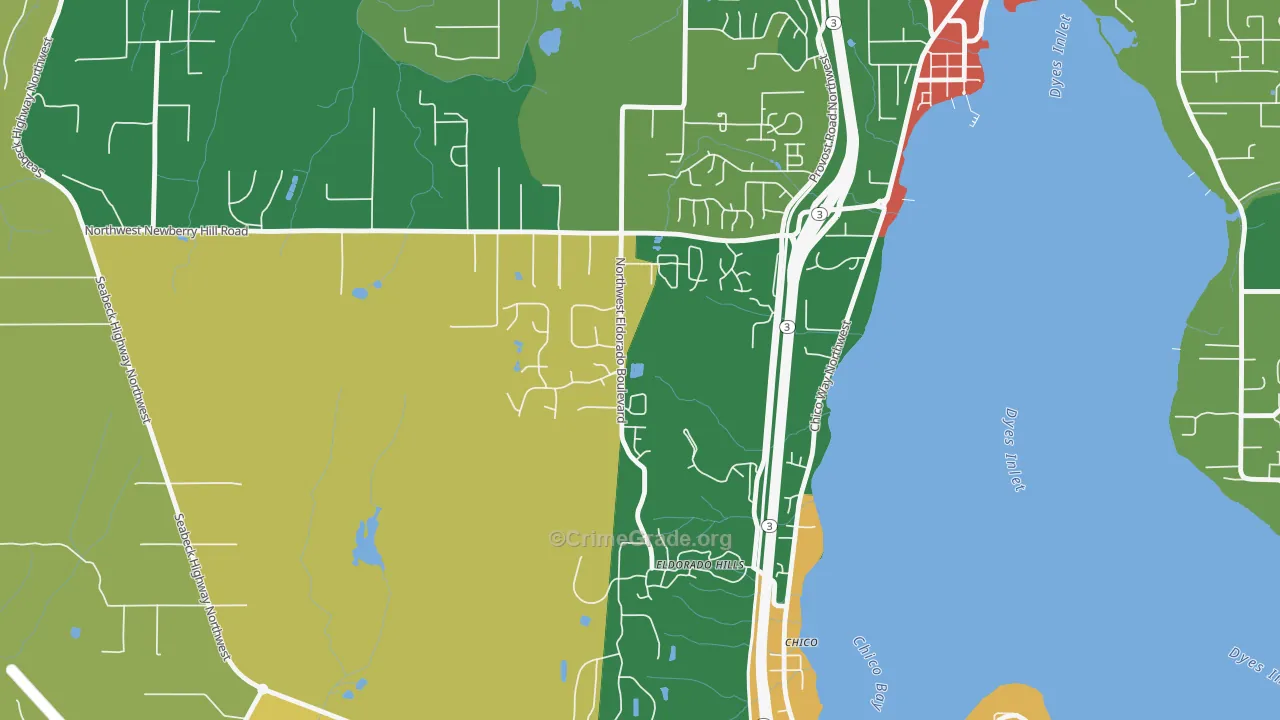 Chico, WA Map of Burglary Rates