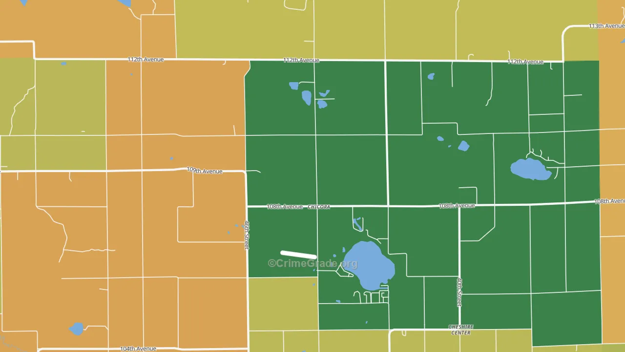 Chicora, MI Map of Burglary Rates