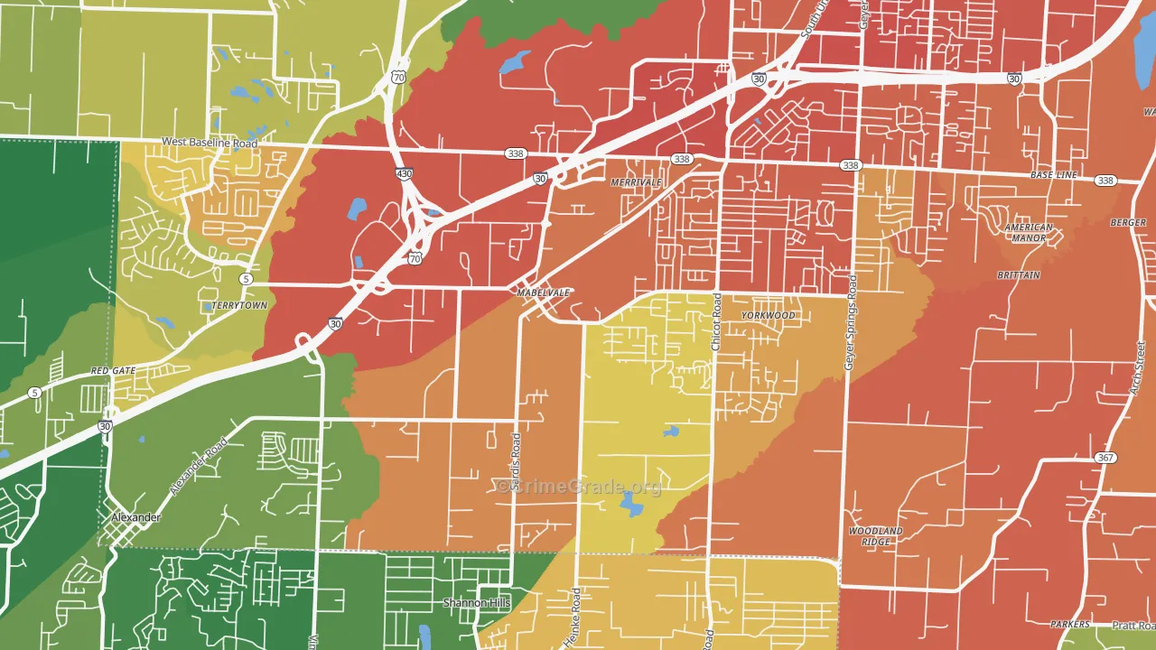 Chicot West, Little Rock, AR Map of Burglary Rates