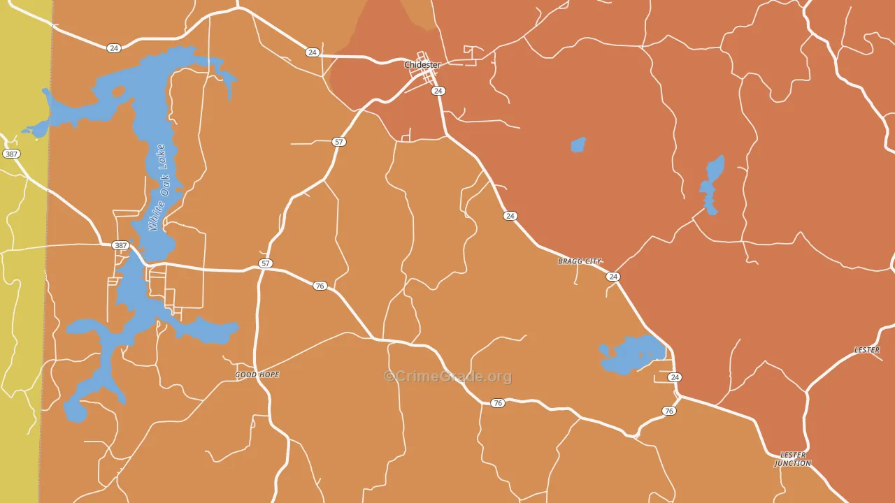 Chidester, AR Map of Burglary Rates