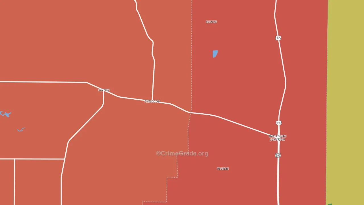 Chilcoot, CA Map of Burglary Rates