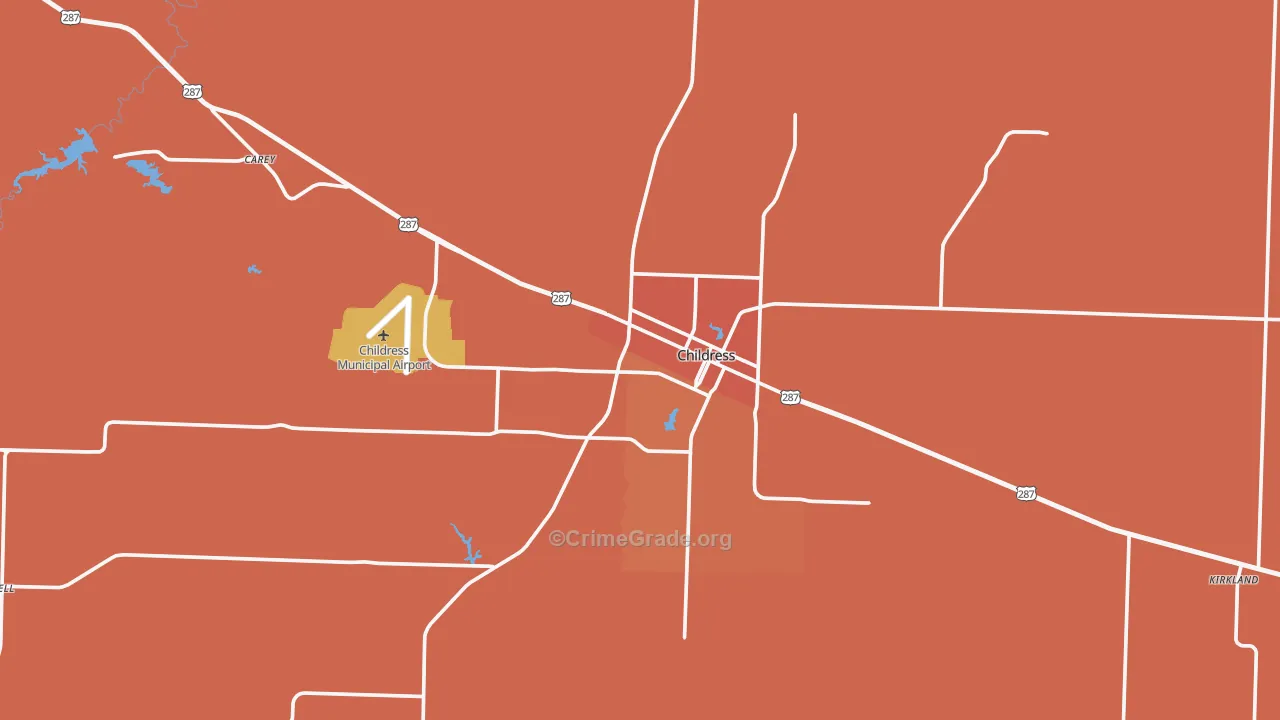 Childress, TX Map of Burglary Rates