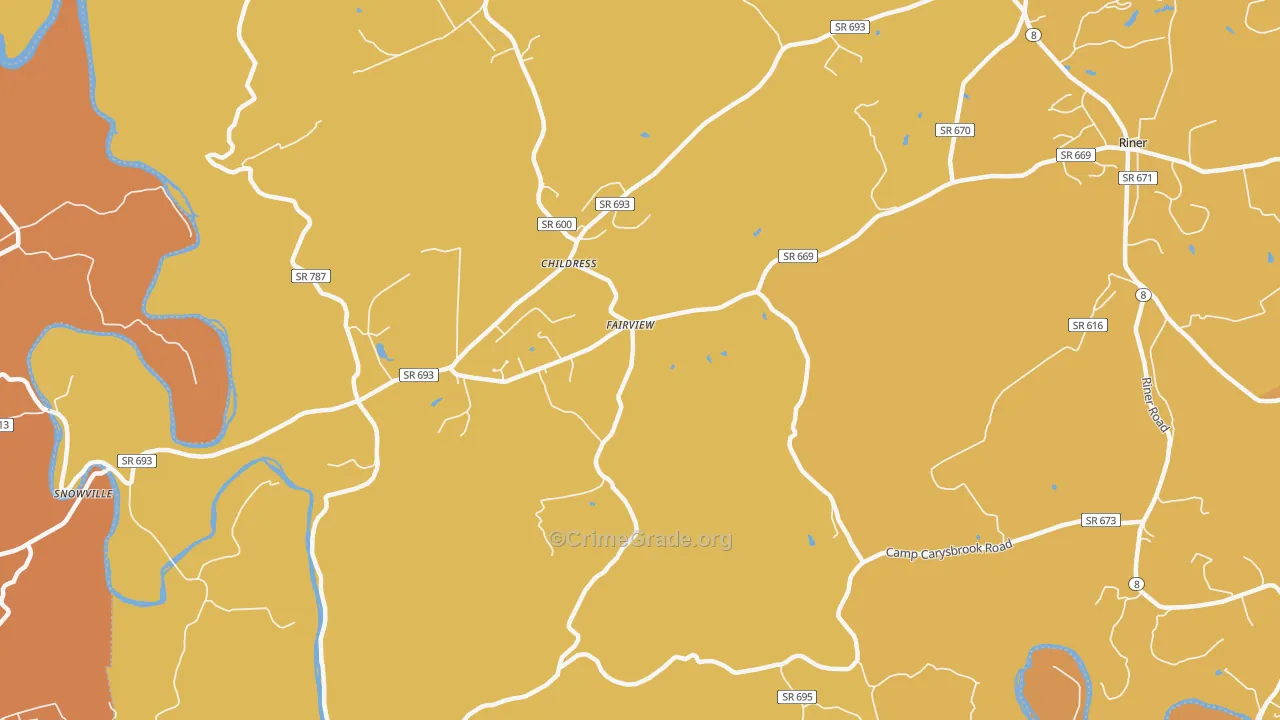 Childress, VA Map of Burglary Rates
