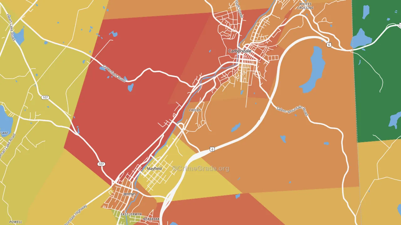 Childs, PA Map of Burglary Rates