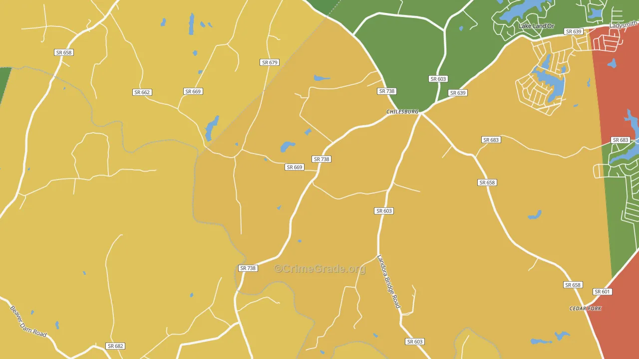Chilesburg, VA Map of Burglary Rates