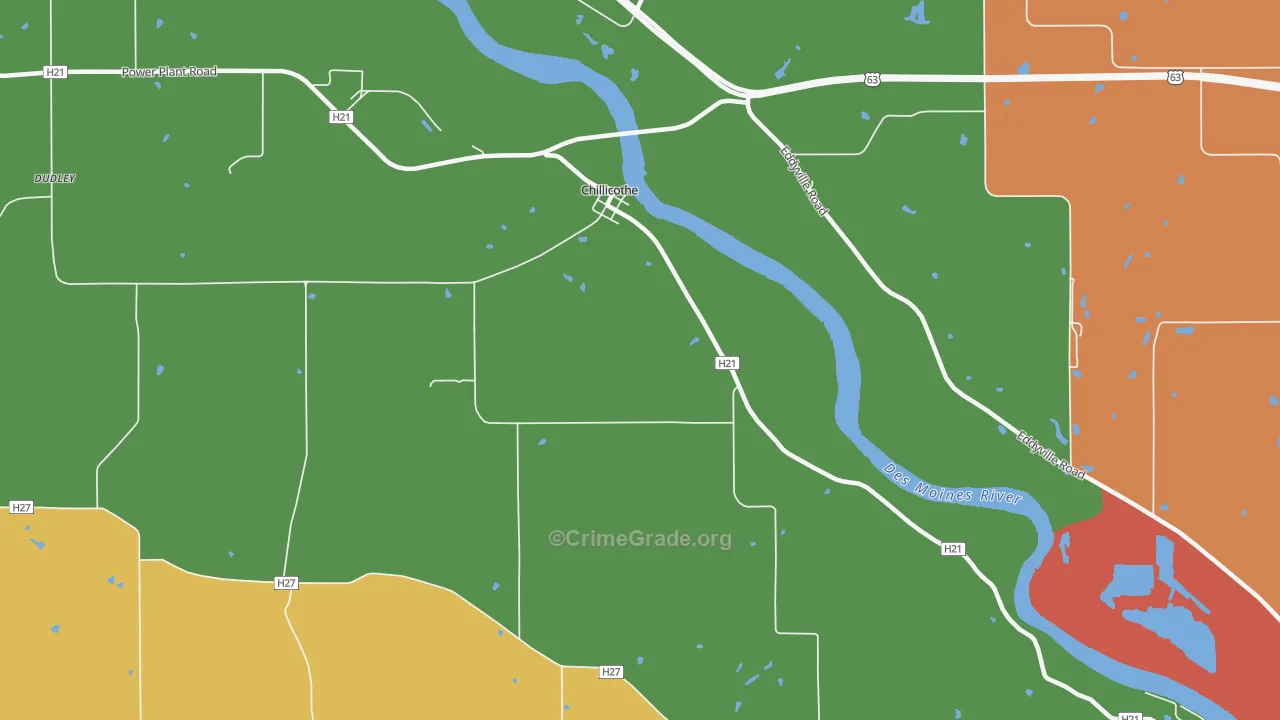 Chillicothe, IA Map of Burglary Rates