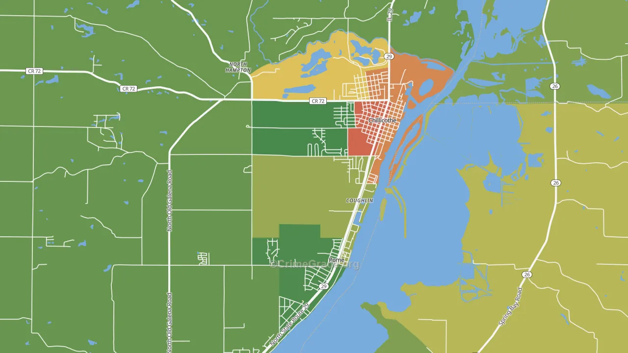 Chillicothe, IL Map of Burglary Rates