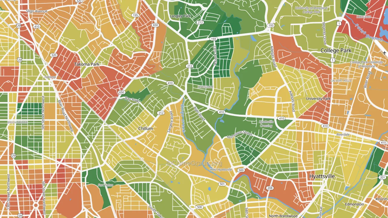 Chillum, MD Map of Burglary Rates