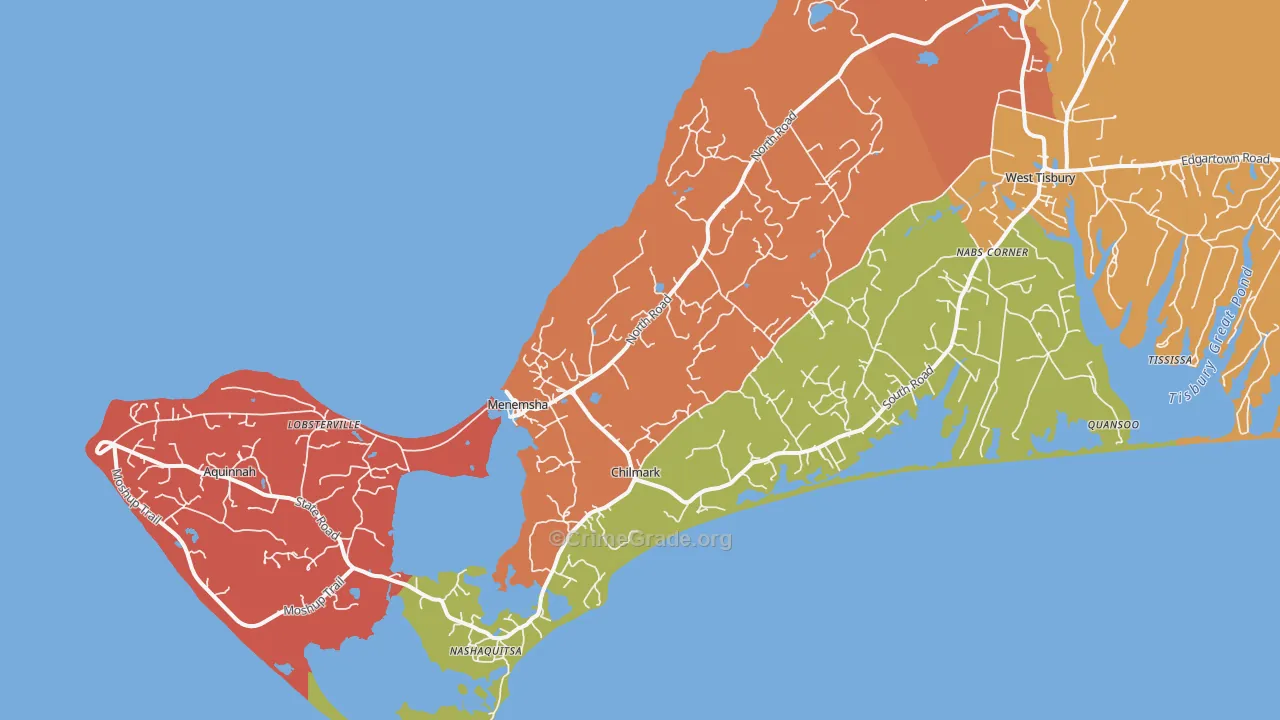 Chilmark, MA Map of Burglary Rates