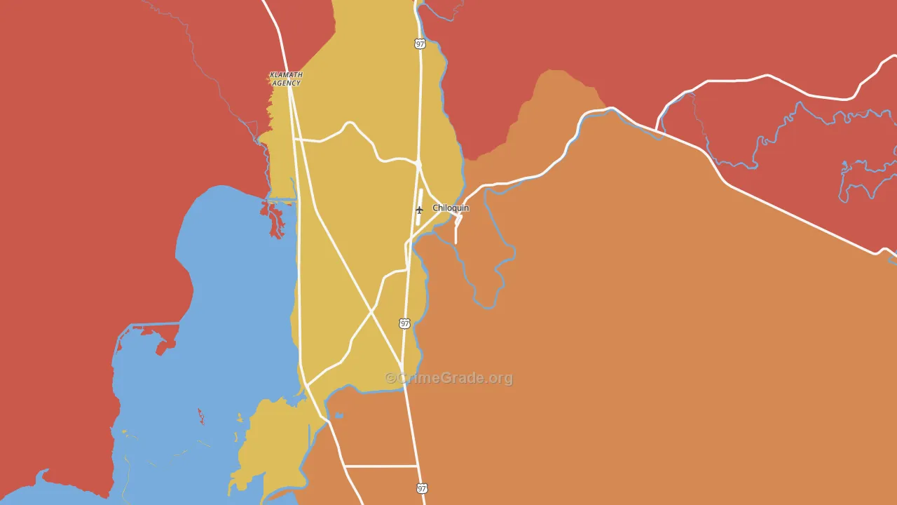 Chiloquin, OR Map of Burglary Rates