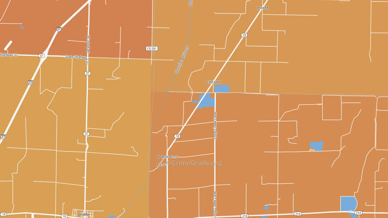 Chilson, AR Map of Burglary Rates