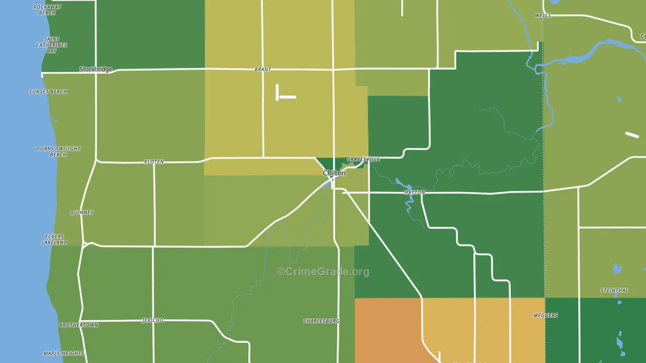 Chilton, WI Map of Burglary Rates