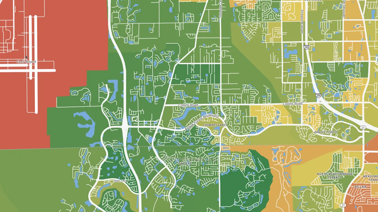 Chimney Lakes, Jacksonville, FL Map of Burglary Rates