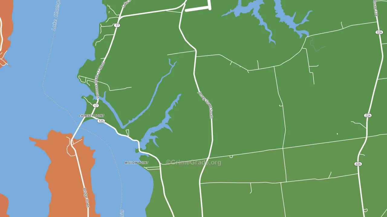 Chimney Point, VT Map of Burglary Rates
