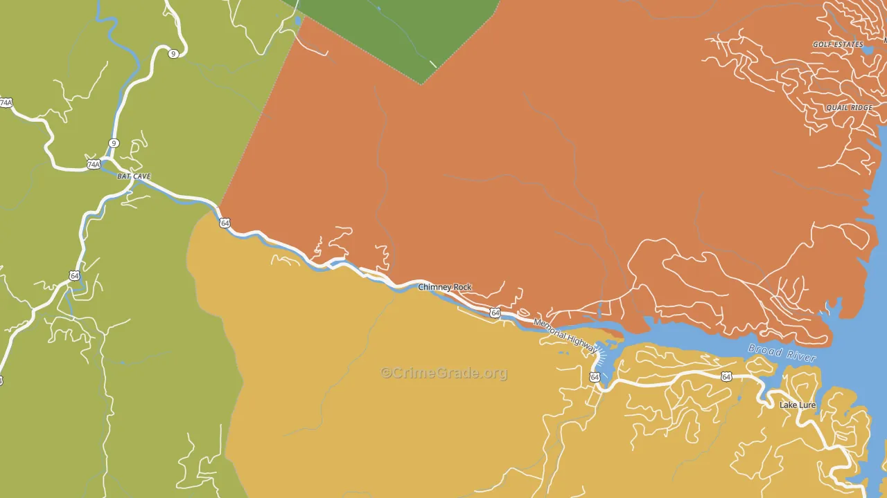 Chimney Rock Village, NC Map of Burglary Rates