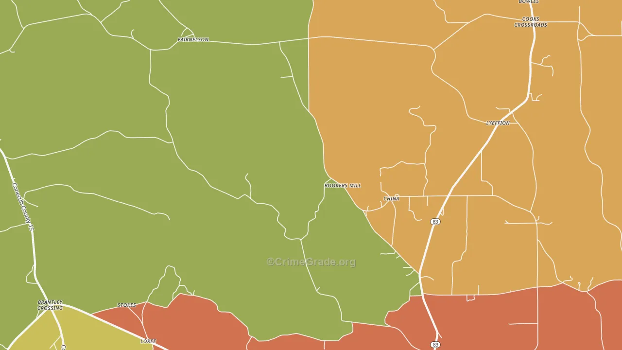China, AL Map of Burglary Rates