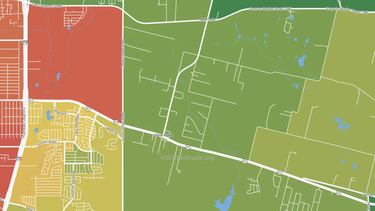 China Grove, TX Map of Burglary Rates