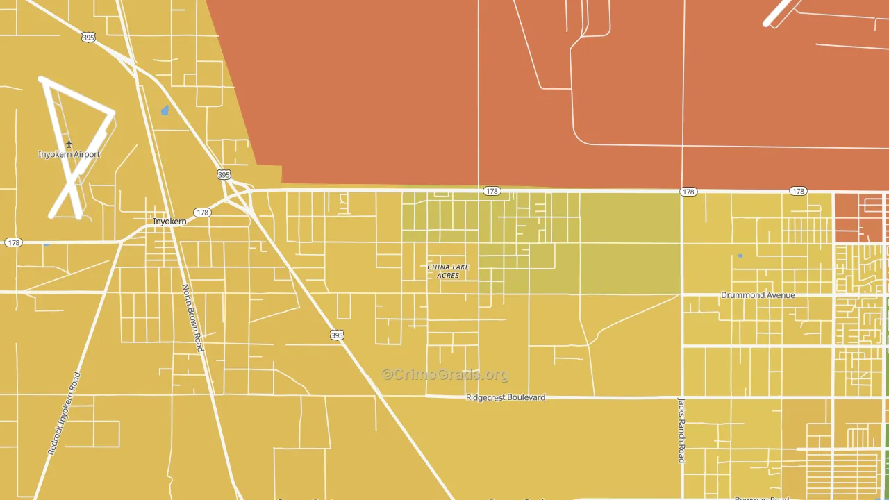 China Lake Acres, CA Map of Burglary Rates