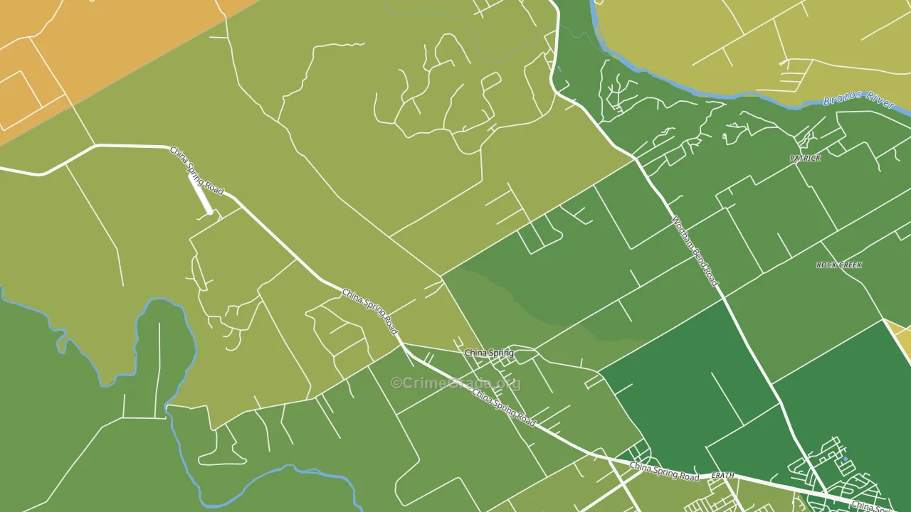 China Spring, TX Map of Burglary Rates