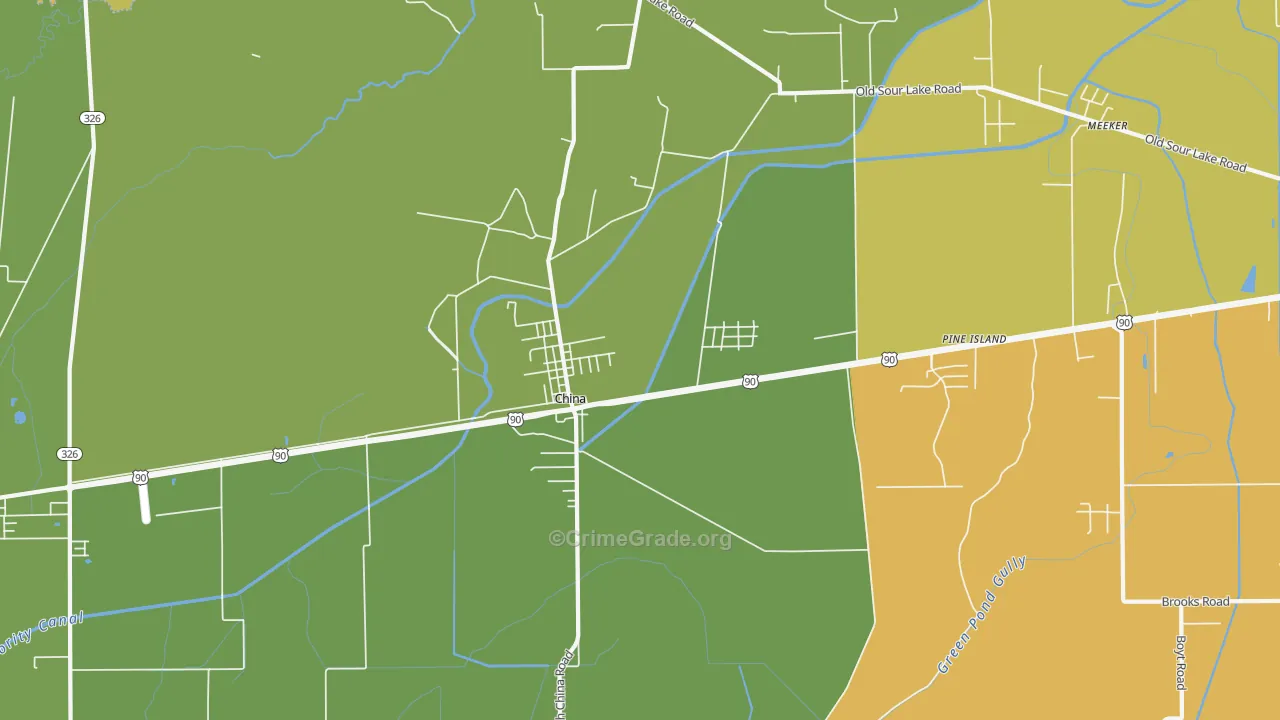 China, TX Map of Burglary Rates