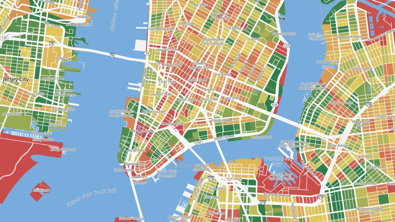 Chinatown, Manhattan, NY Map of Burglary Rates
