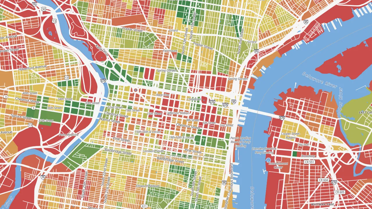 Chinatown, Philadelphia, PA Map of Burglary Rates