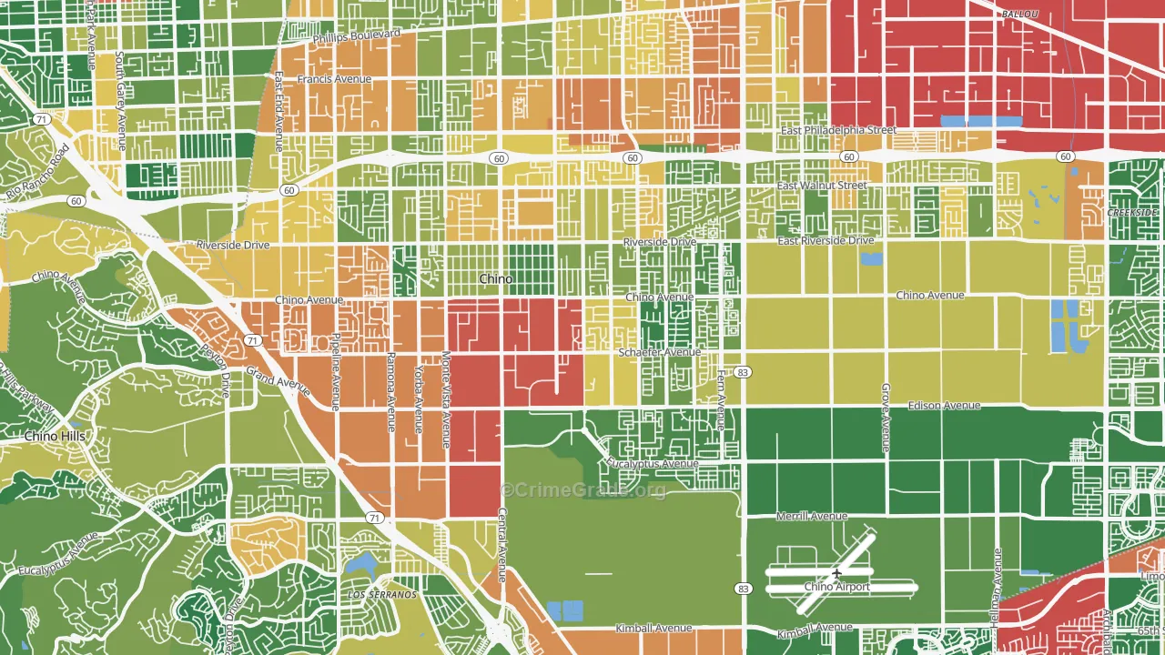 Chino, CA Map of Burglary Rates
