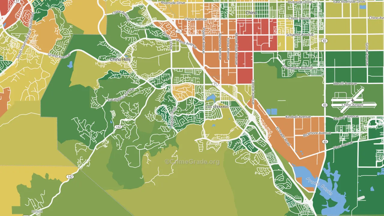 Chino Hills, CA Map of Burglary Rates