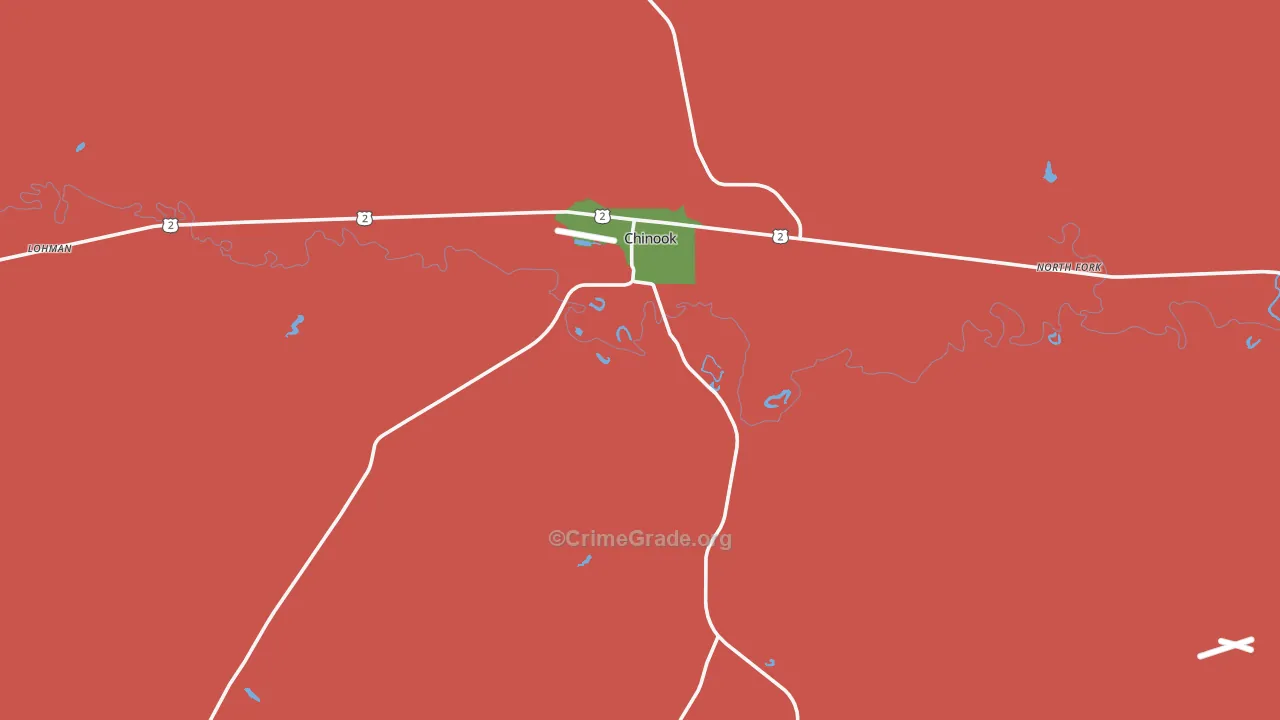 Chinook, MT Map of Burglary Rates