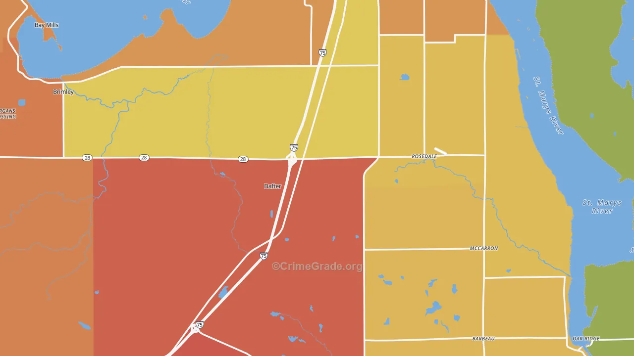Chippewa County, MI Map of Burglary Rates