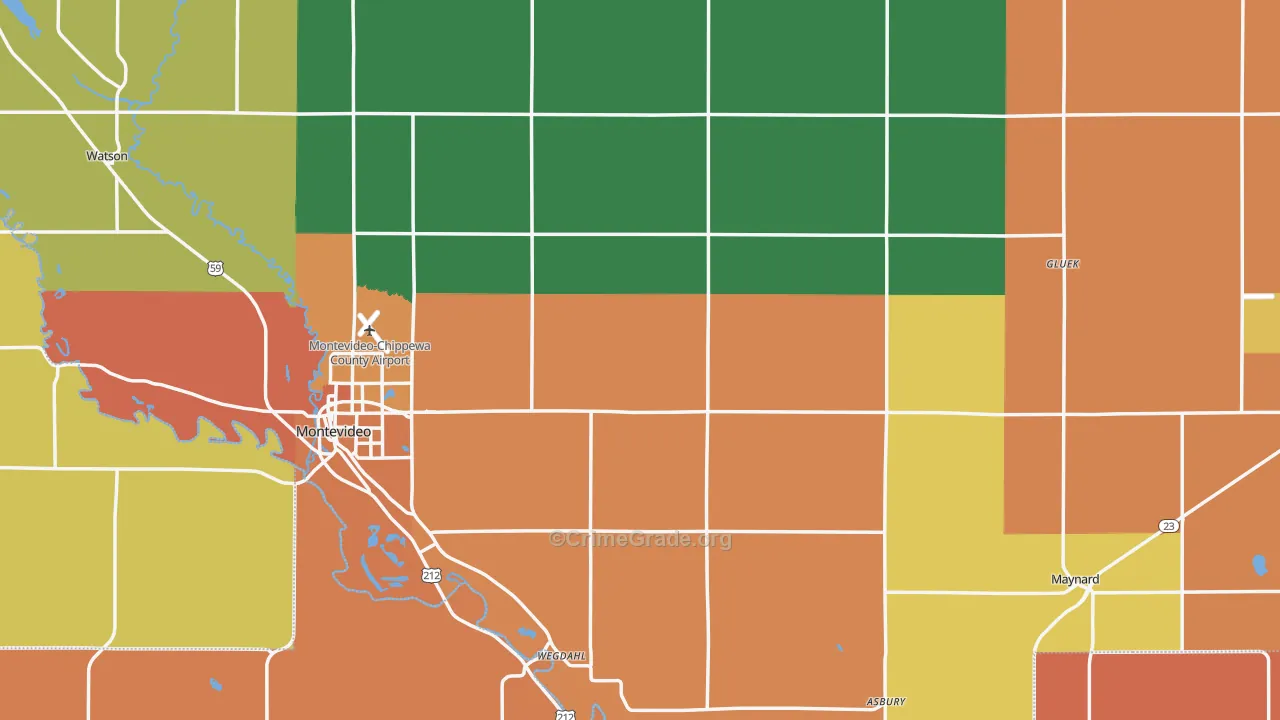 Chippewa County, MN Map of Burglary Rates