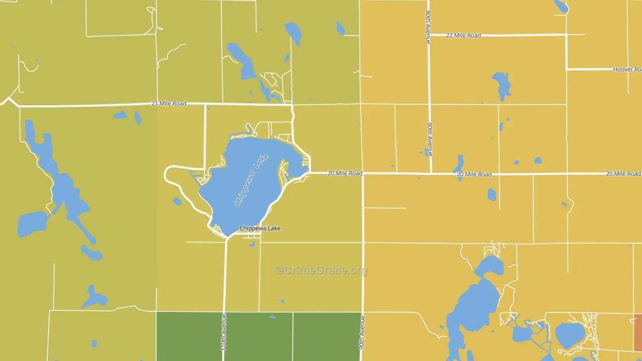 Chippewa Lake, MI Map of Burglary Rates