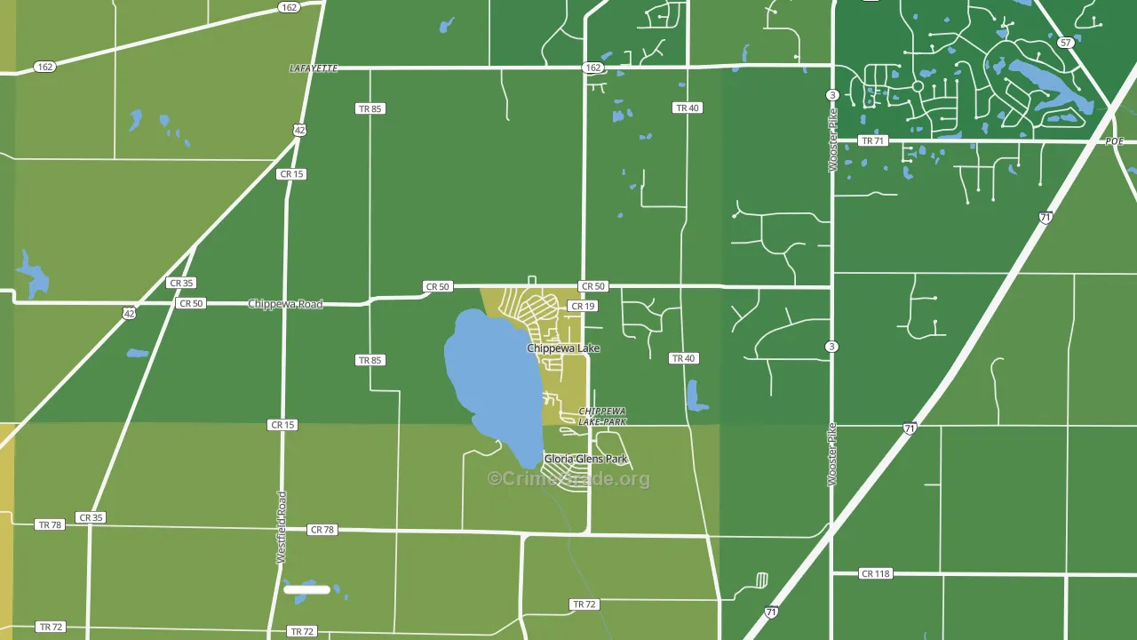 Chippewa Lake, OH Map of Burglary Rates